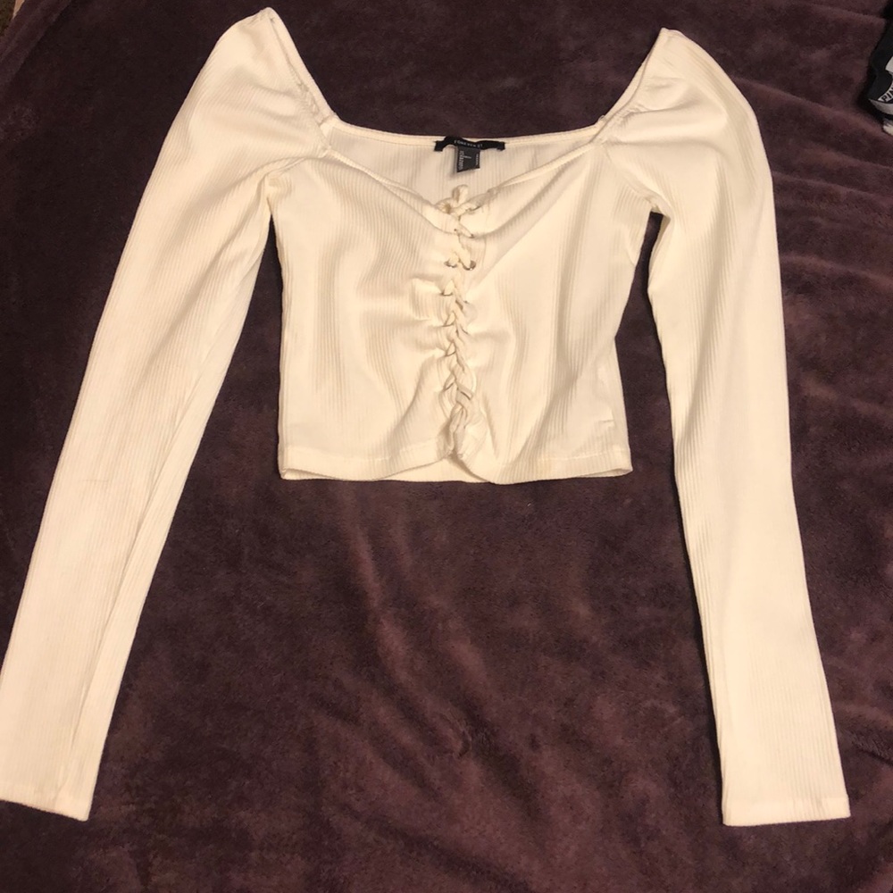 Off the shoulder fitted long sleeve crop top